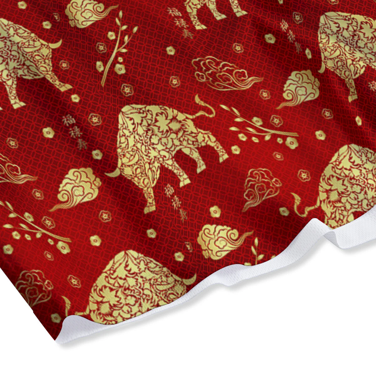 Ox Zodiac Chinese Flower Print Mesh Shorts - Image 4
