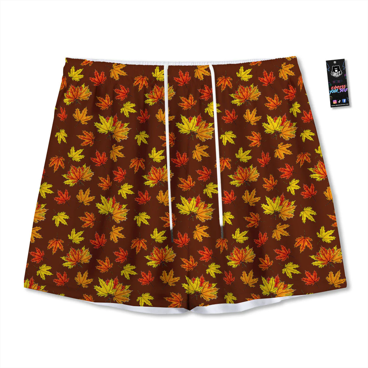 Painting Autumn Print Mesh Shorts