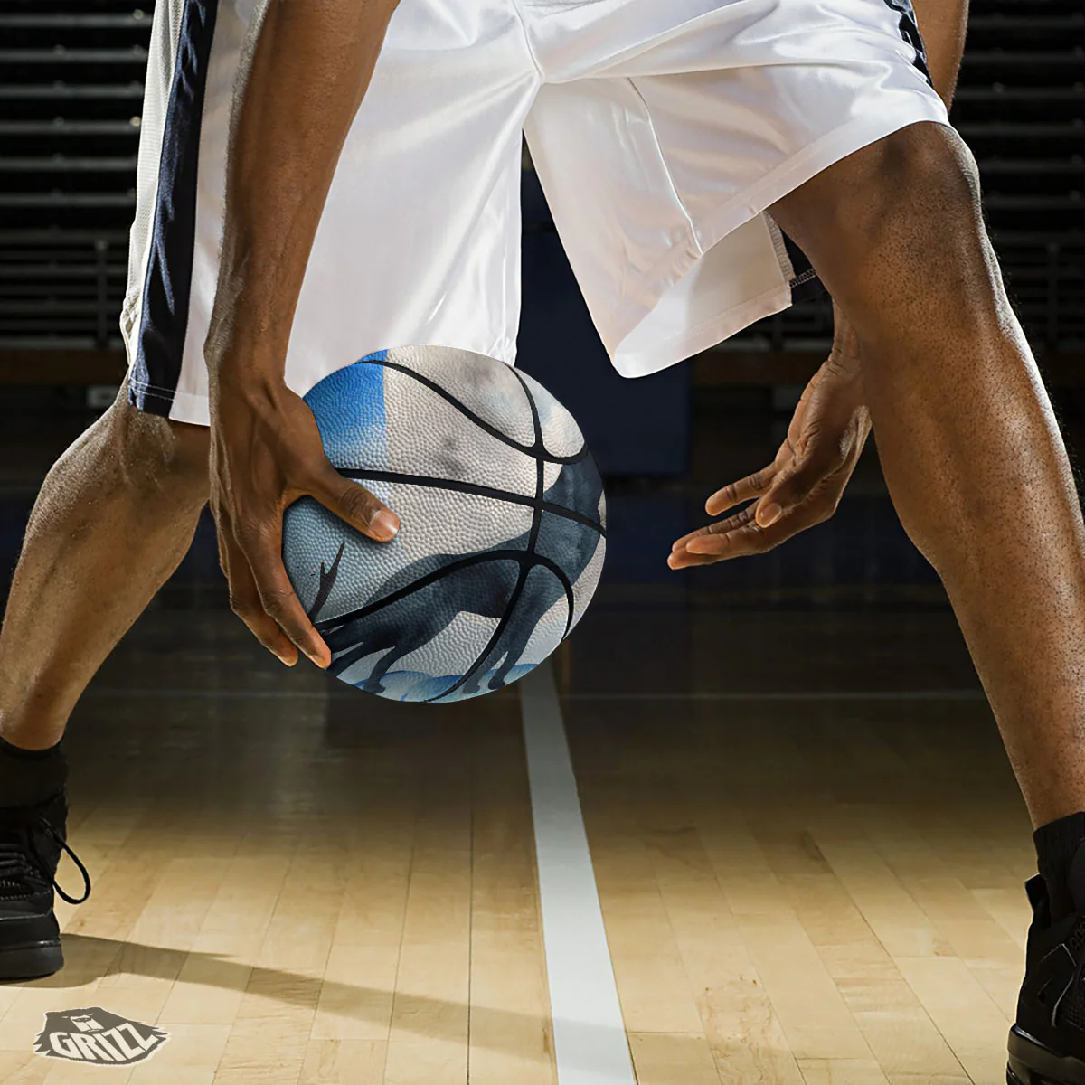 Painting Howling Wolf Snowy Print Basketball - Image 3