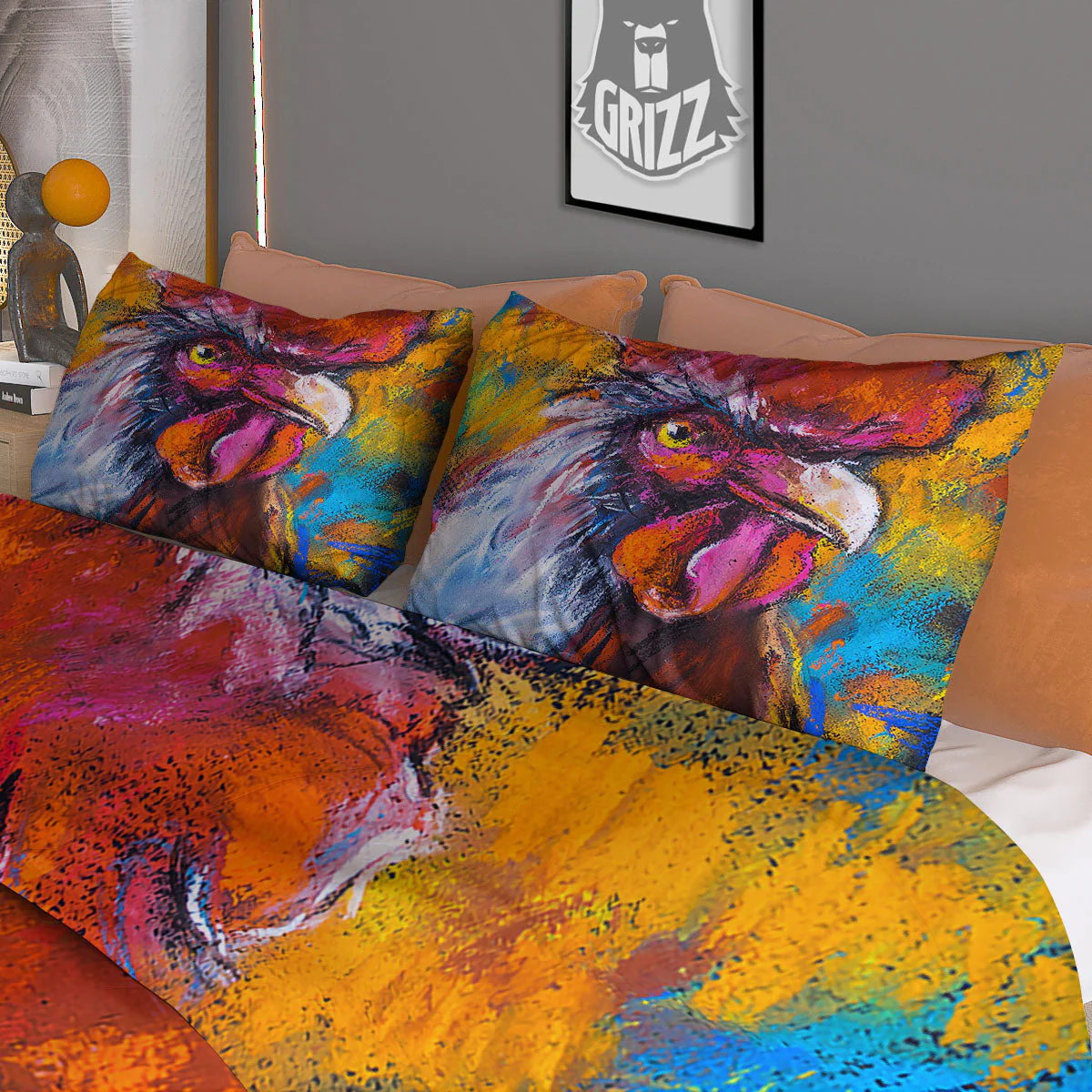 Painting Rooster Print Duvet Cover Bedding Set - Image 3