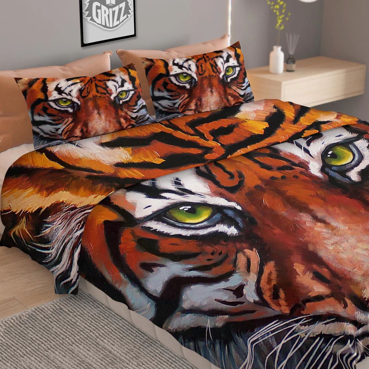 Painting Tiger Print Duvet Cover Bedding Set - Image 2