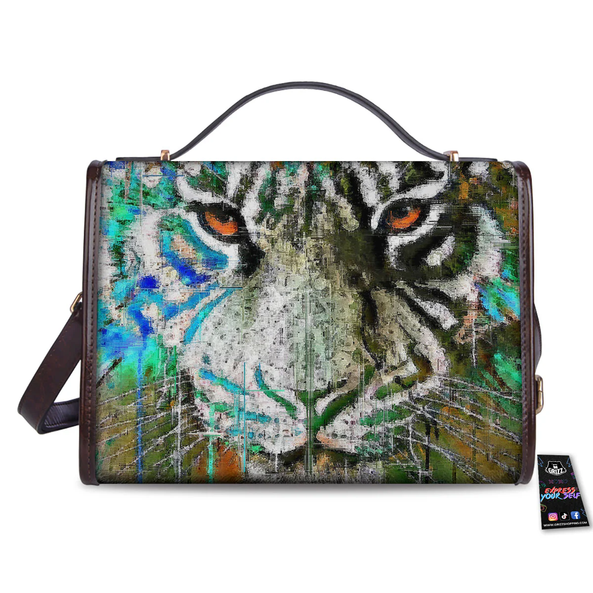 Painting White Tiger Print Women's Satchel Bag - Image 2