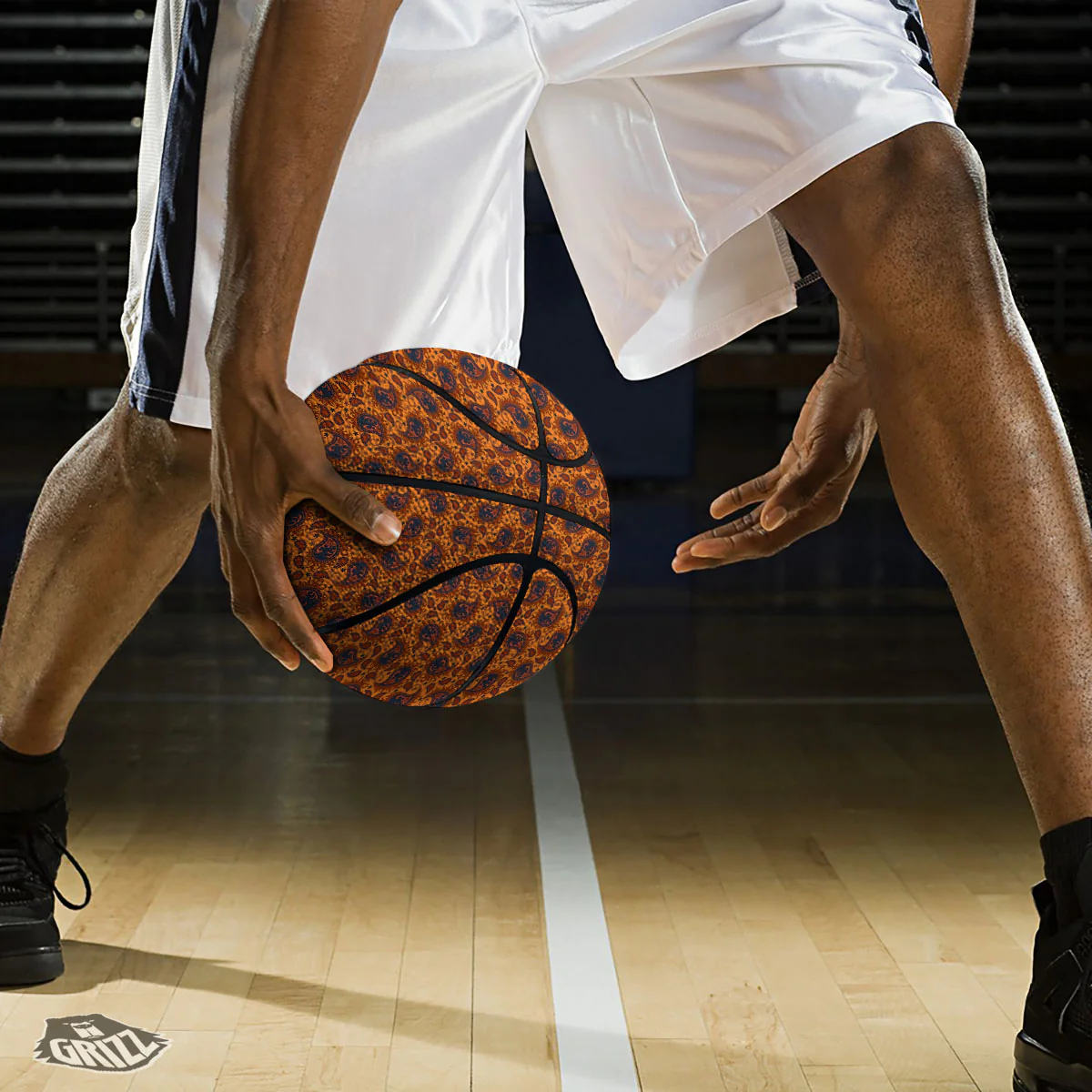 Paisley Bandana Orange Print Basketball - Image 3