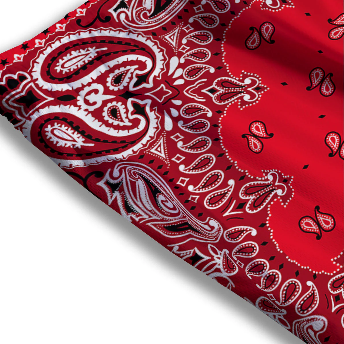 Paisley Bandana White And Red Print Mesh Shorts - Image 3