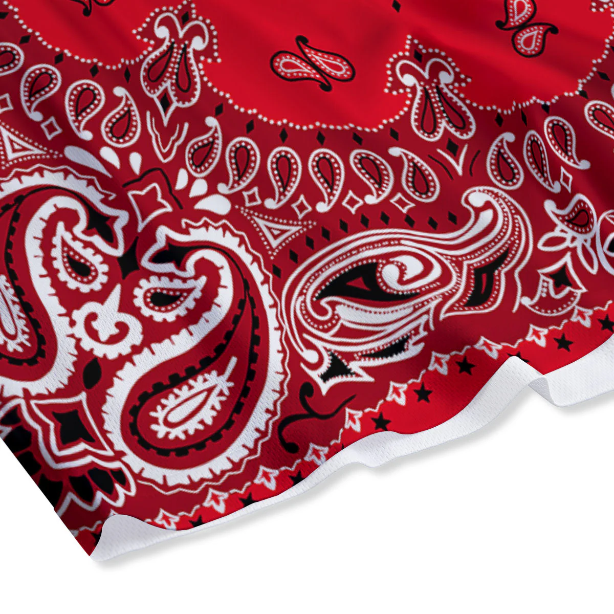 Paisley Bandana White And Red Print Mesh Shorts - Image 4