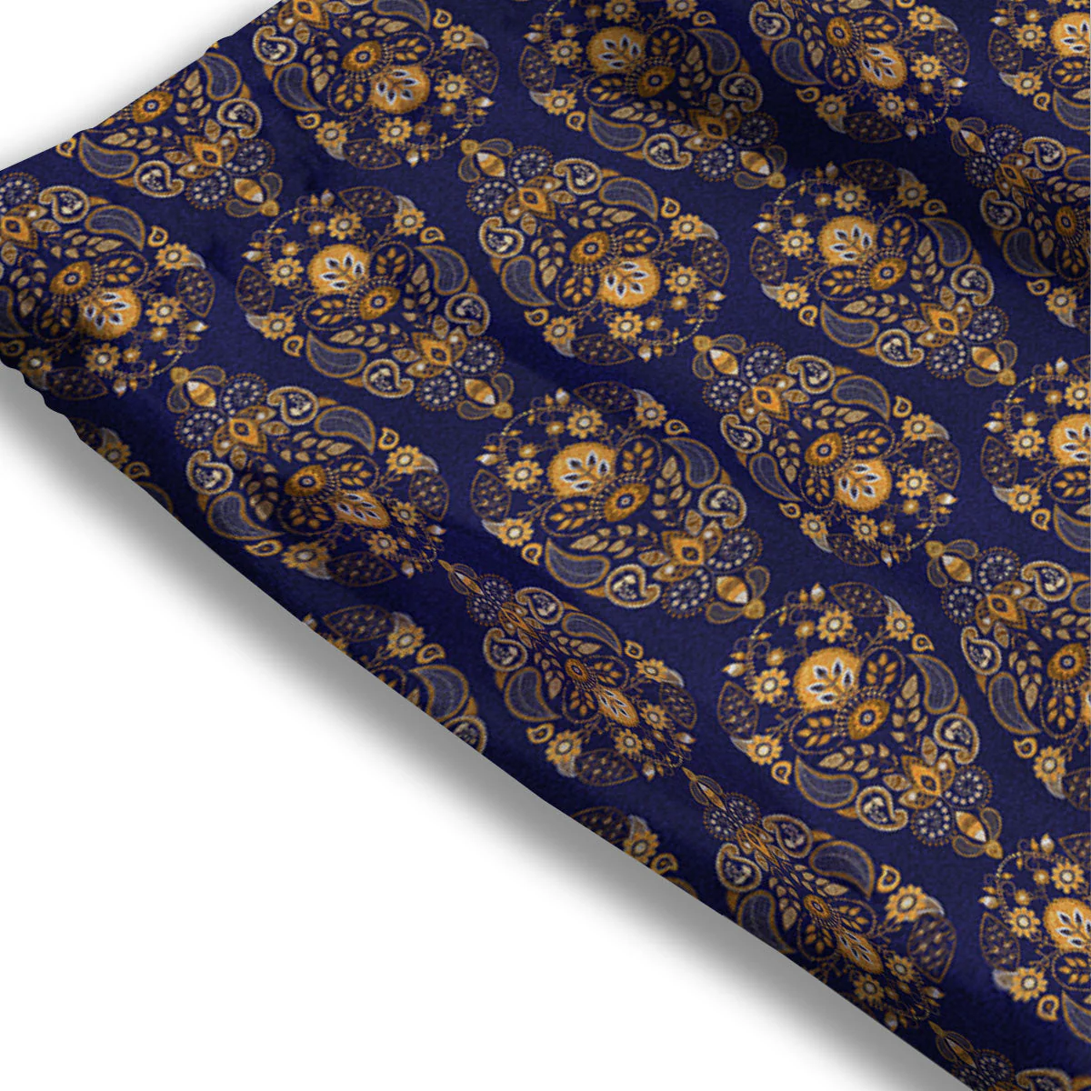Paisley Blue And Gold Print Pattern Mesh Shorts - Image 3