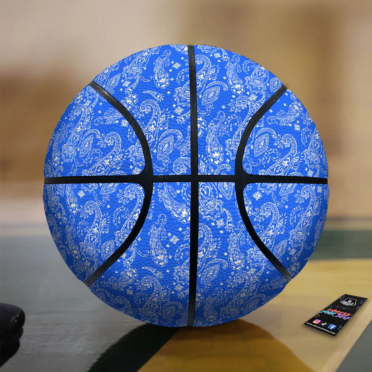 Paisley Blue Bohemian Print Pattern Basketball