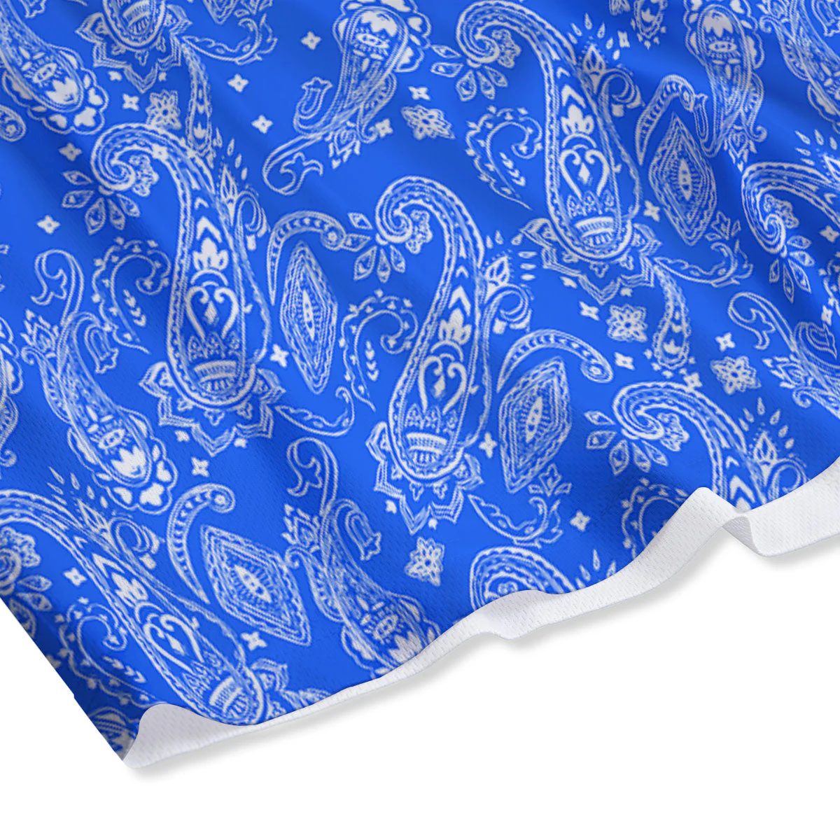 Paisley Blue Bohemian Print Pattern Mesh Shorts - Image 4