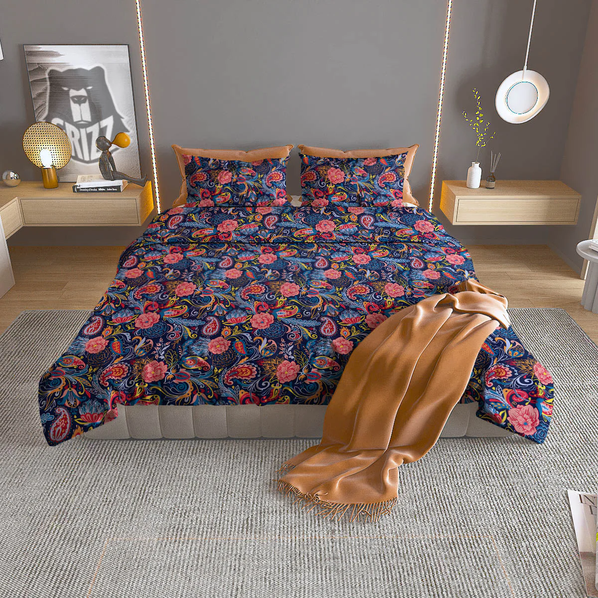 Paisley Blue Print Pattern Duvet Cover Bedding Set