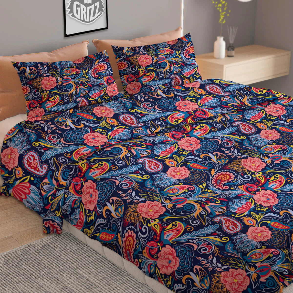 Paisley Blue Print Pattern Duvet Cover Bedding Set - Image 2