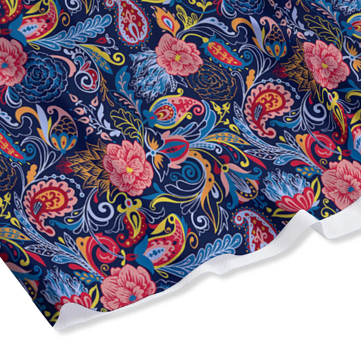 Paisley Blue Print Pattern Mesh Shorts - Image 4