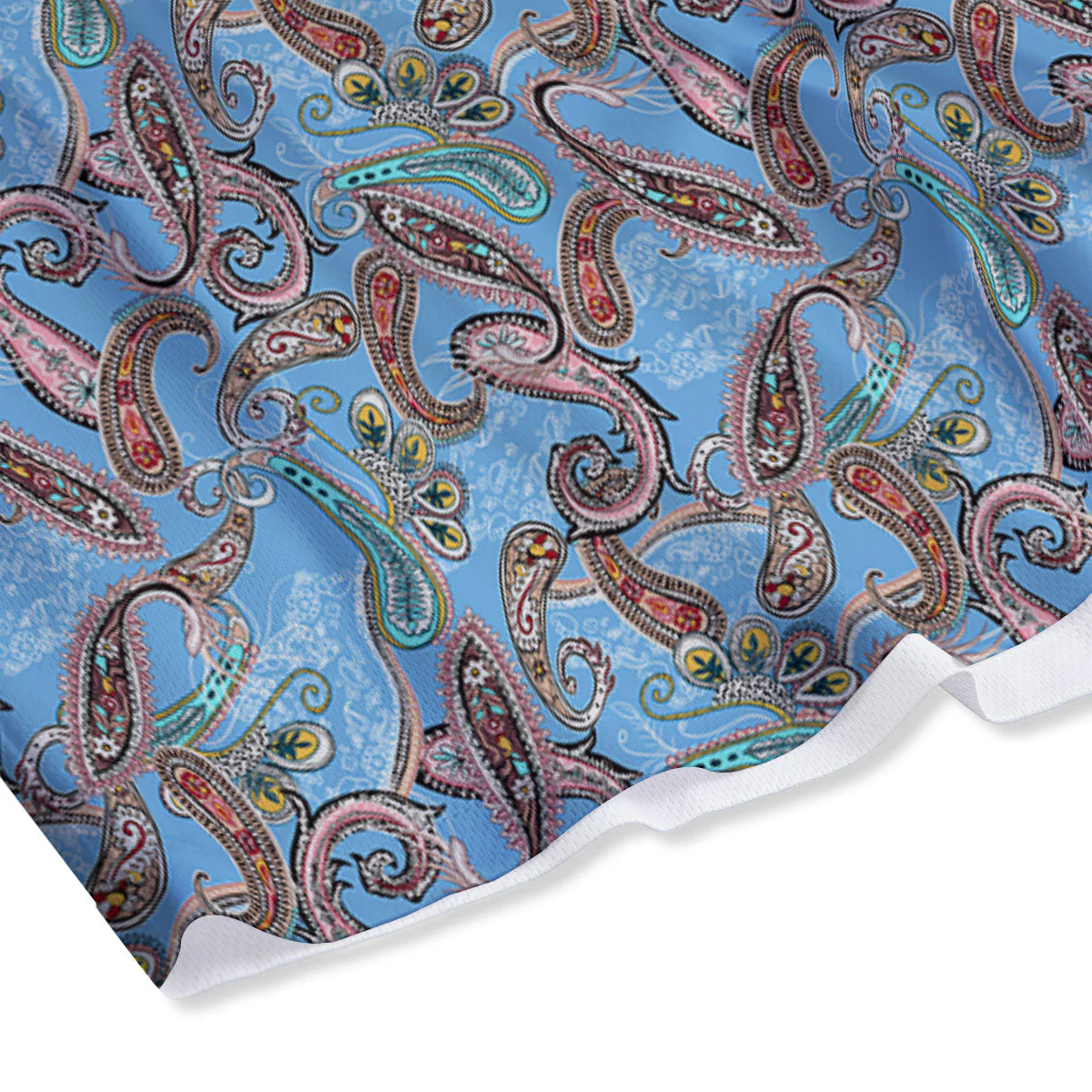 Paisley Bohemian Blue Sky Print Pattern Mesh Shorts - Image 4