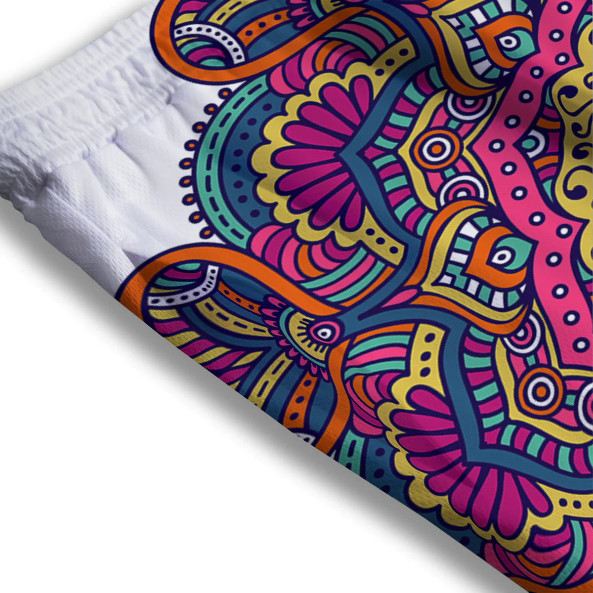 Paisley Boho Colorful Print Mesh Shorts - Image 3