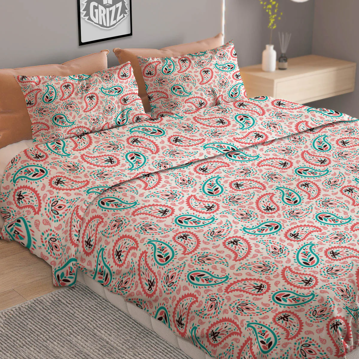 Paisley Boho Colorful Print Pattern Duvet Cover Bedding Set - Image 2
