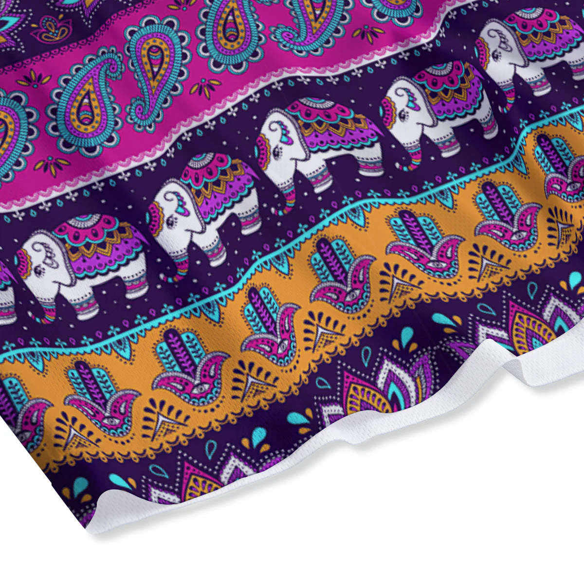Paisley Elephant Hamsa Print Pattern Mesh Shorts - Image 4