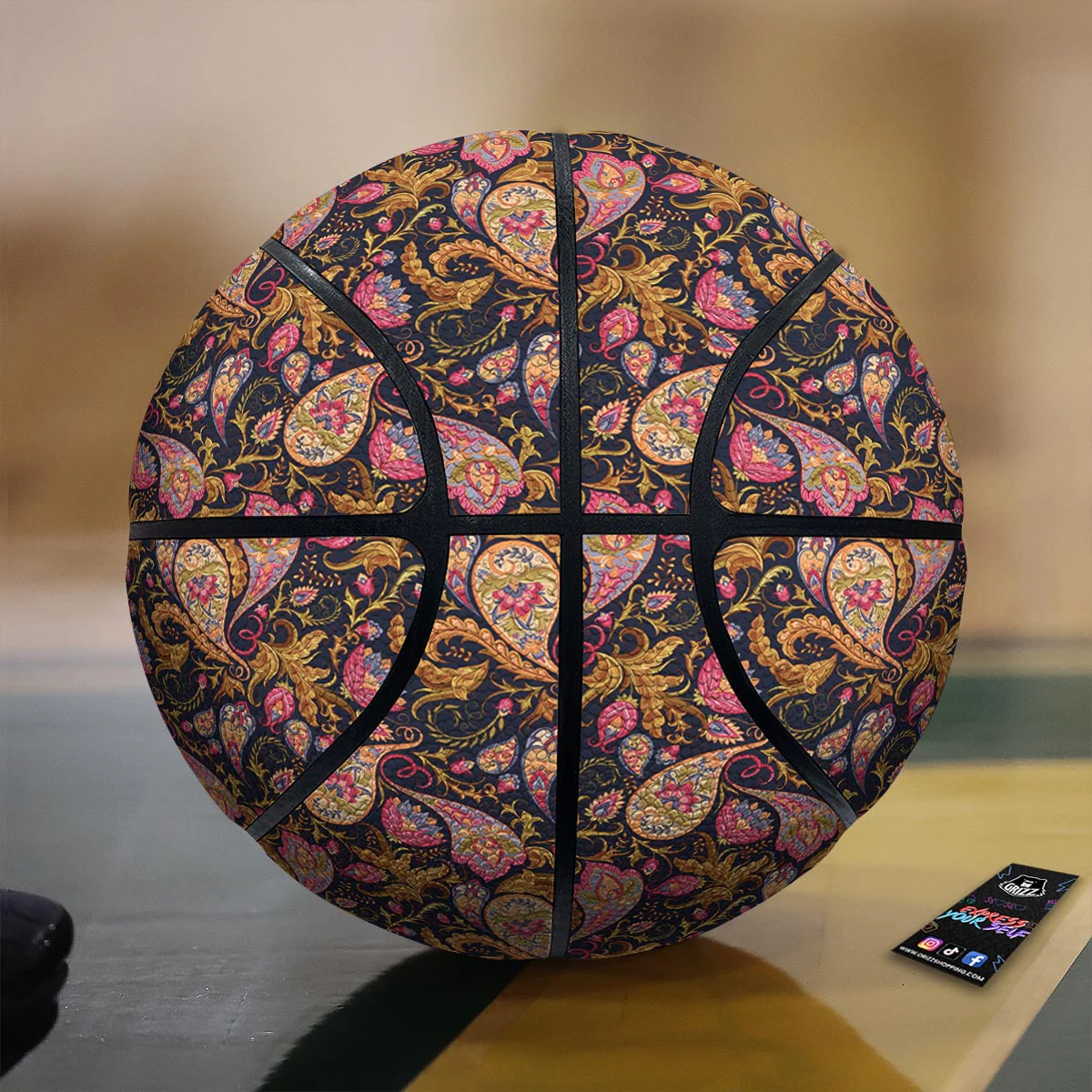 Paisley Indian Retro Print Pattern Basketball