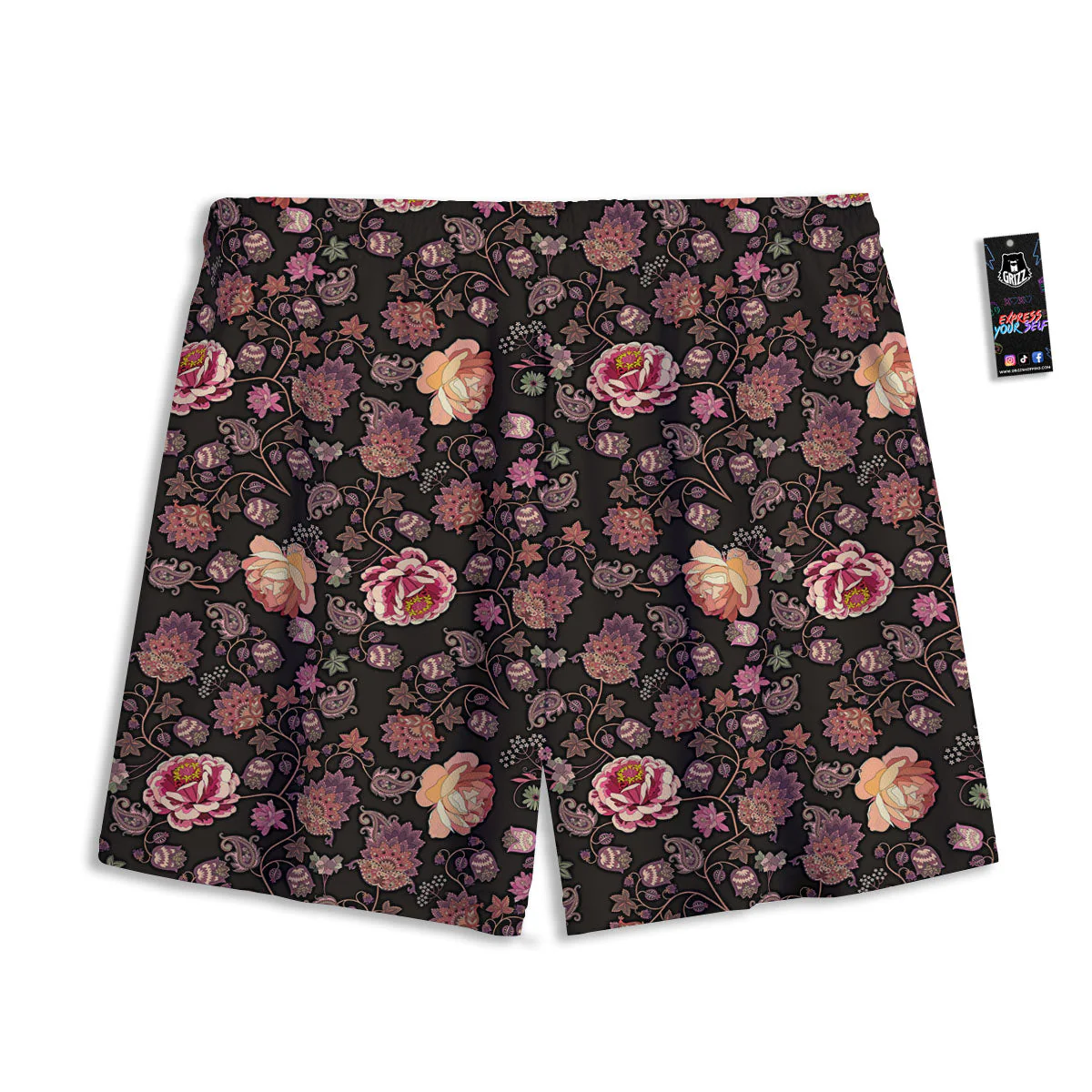 Paisley Indian Rose Print Pattern Mesh Shorts - Image 2