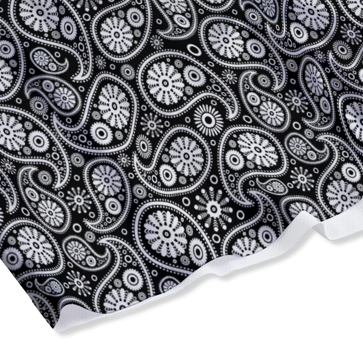 Paisley Ornament Black White And Flora Print Pattern Mesh Shorts - Image 4