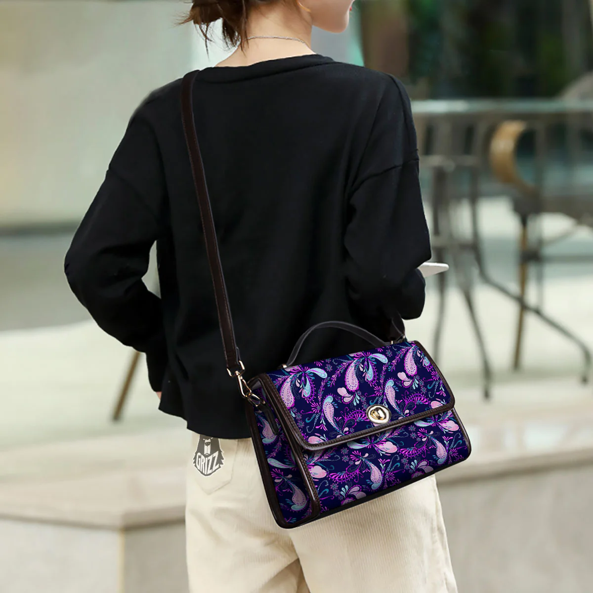 Paisley Pink And Purple Print Pattern Women's Satchel Bag - Image 3