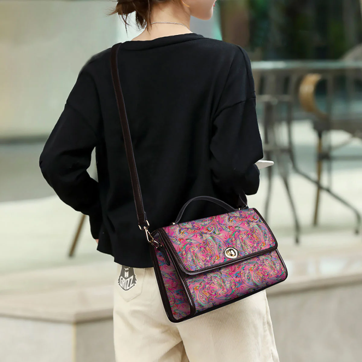 Paisley Pink Print Pattern Women's Satchel Bag - Image 3