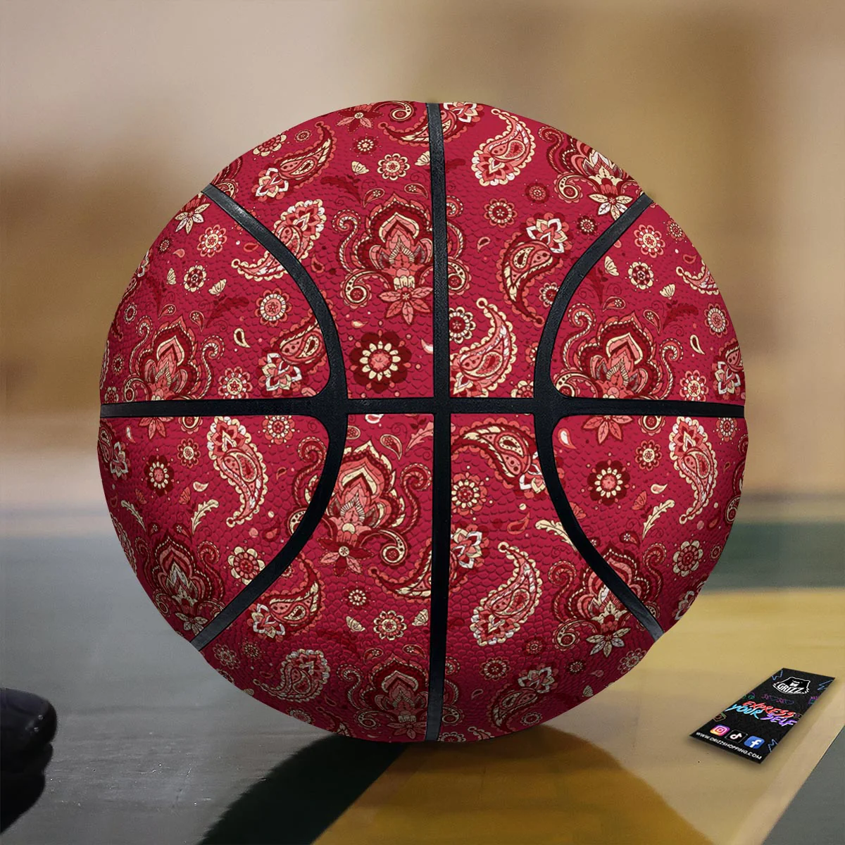 Paisley Red Print Pattern Basketball