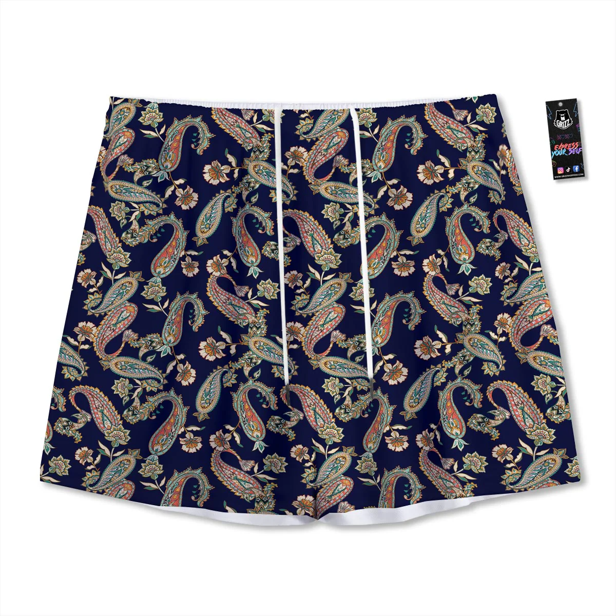 Paisley Retro Print Pattern Mesh Shorts