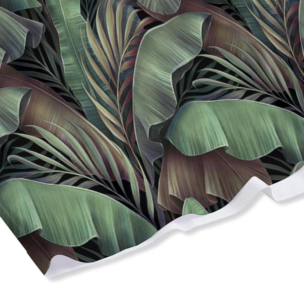 Palm Leaf Tropical Banana Print Pattern Mesh Shorts - Image 4