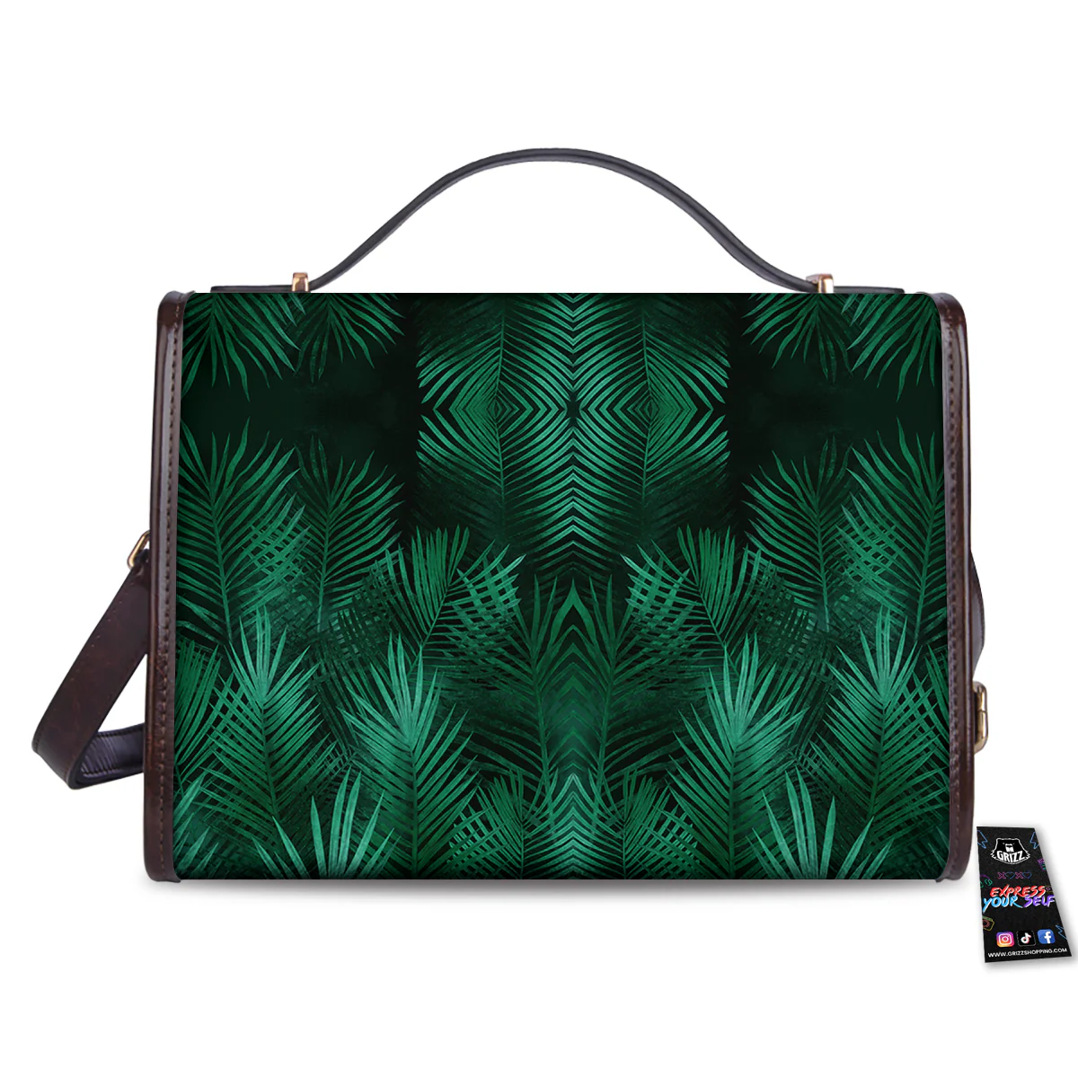 Palm Leaf Tropical Print Pattern Women's Satchel Bag - Image 2