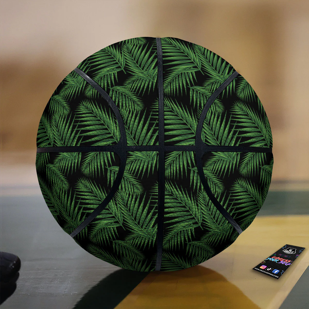 Palm Leave Night Tropical Print Pattern Basketball