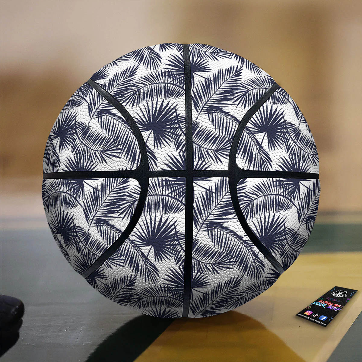 Palm Leaves White And Black Print Basketball