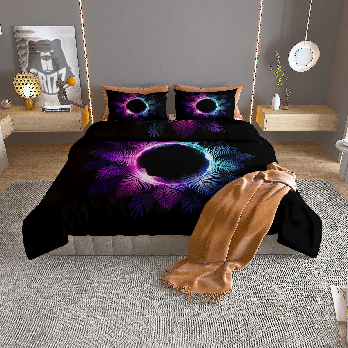 Palm Tree EDM Beach Print Duvet Cover Bedding Set