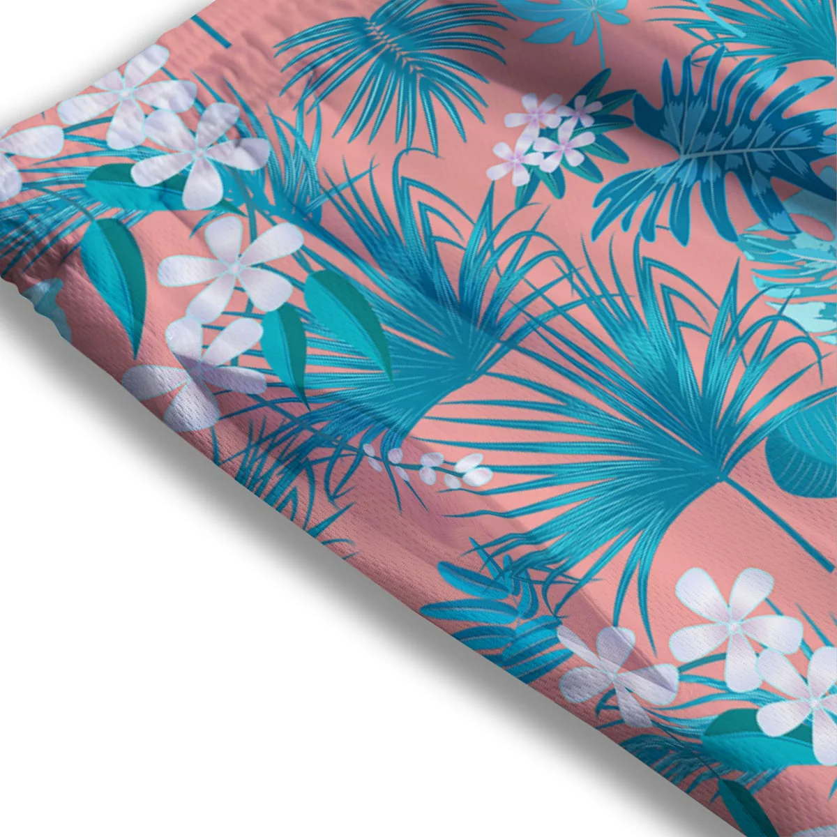 Palm Tree Teal Print Pattern Mesh Shorts - Image 3