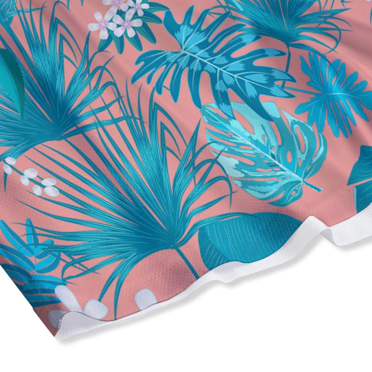 Palm Tree Teal Print Pattern Mesh Shorts - Image 4