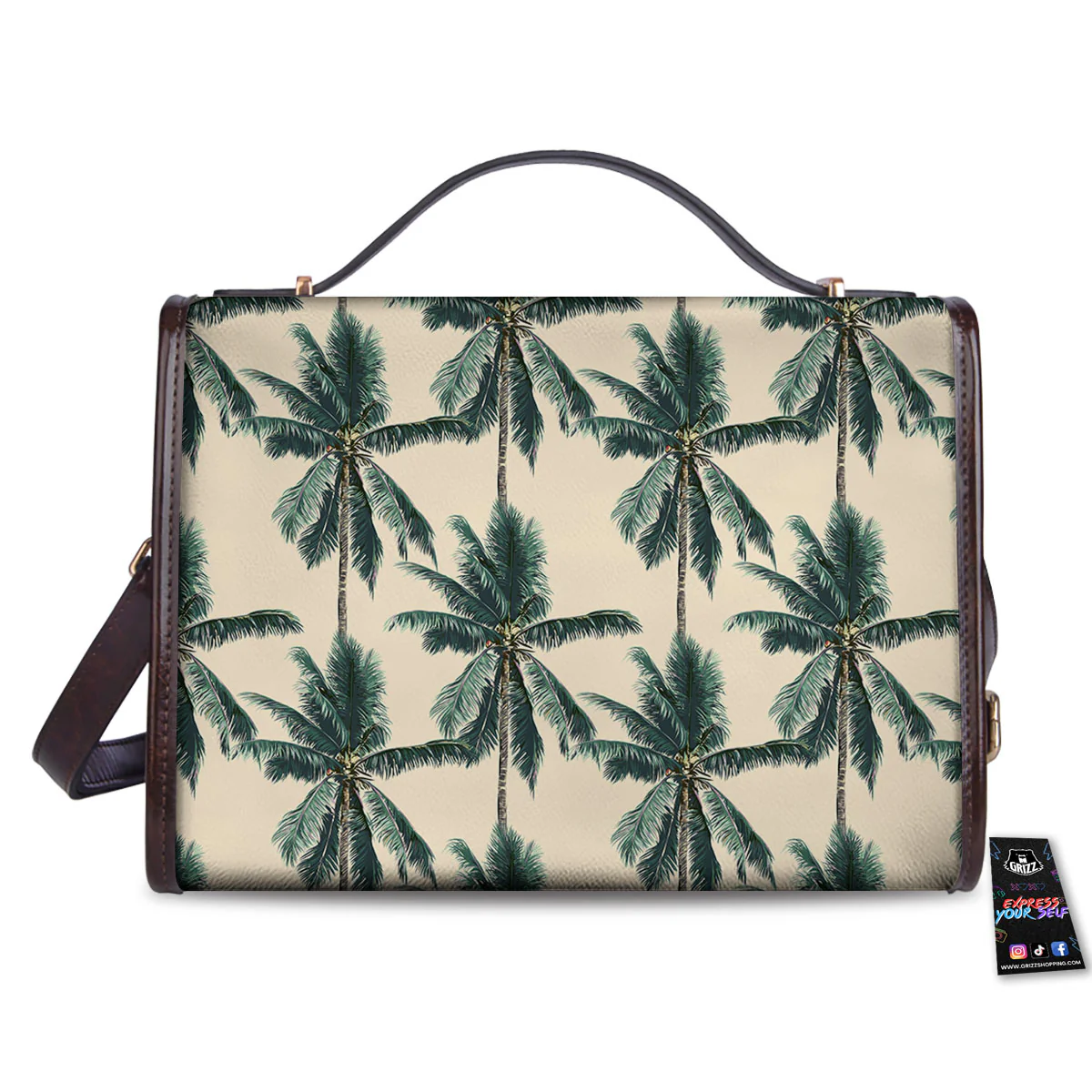Palm Tree Tropical Print Pattern Women's Satchel Bag - Image 2