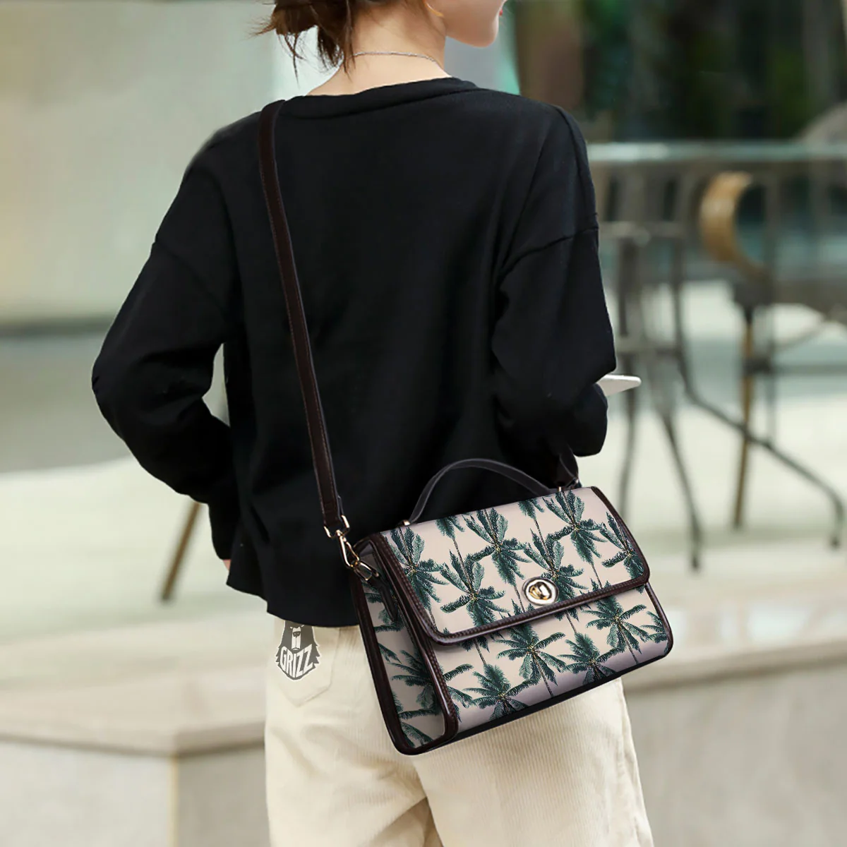 Palm Tree Tropical Print Pattern Women's Satchel Bag - Image 3