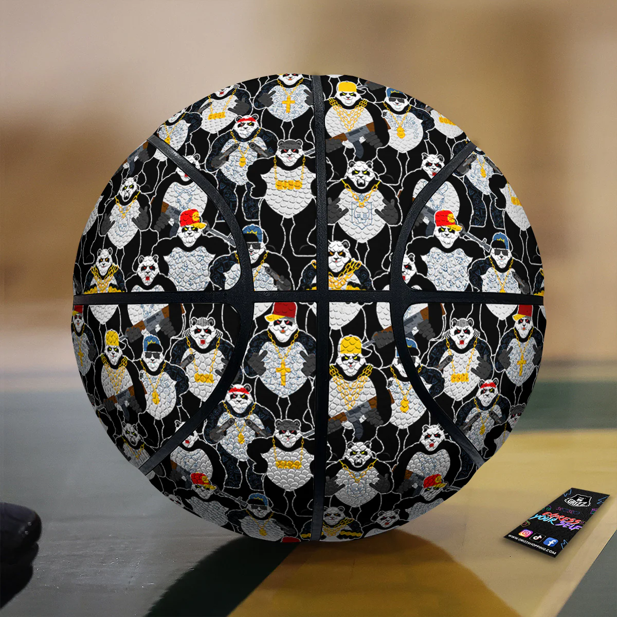 Panda Gangster Gang Print Pattern Basketball
