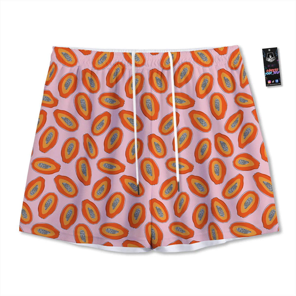 Papaya Cute Print Pattern Mesh Shorts