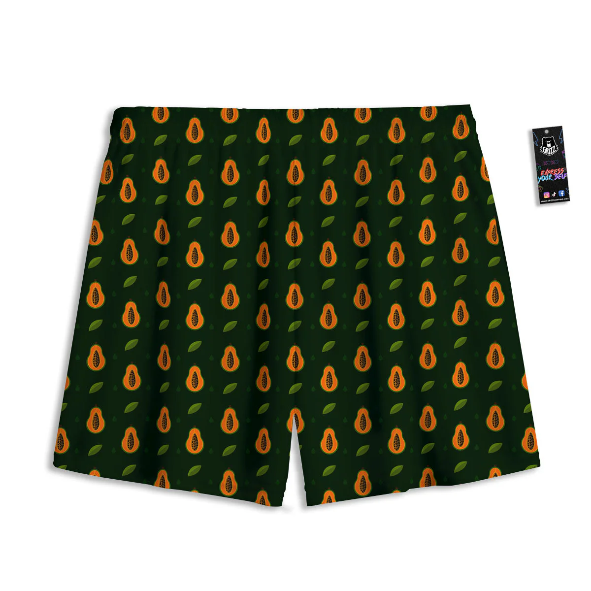 Papaya Exotic Print Pattern Mesh Shorts - Image 2