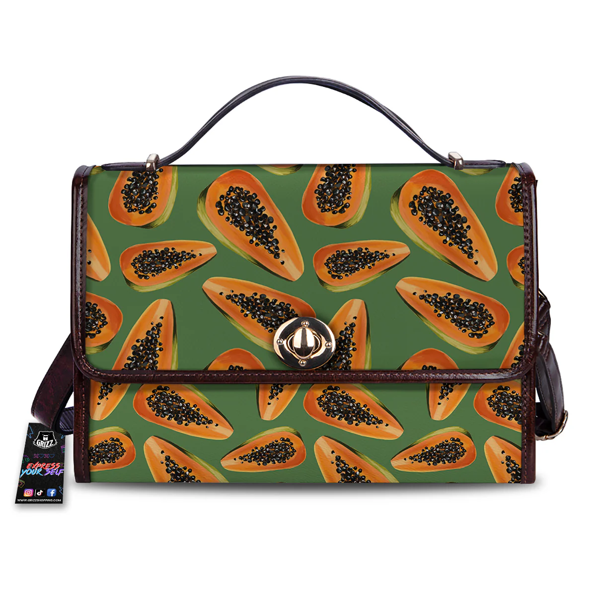 Papaya Tropical Print Pattern Women's Satchel Bag