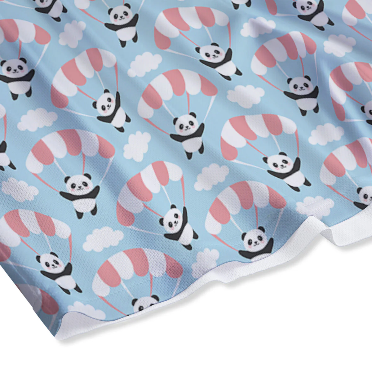 Parachute And Cute Panda Print Pattern Mesh Shorts - Image 4
