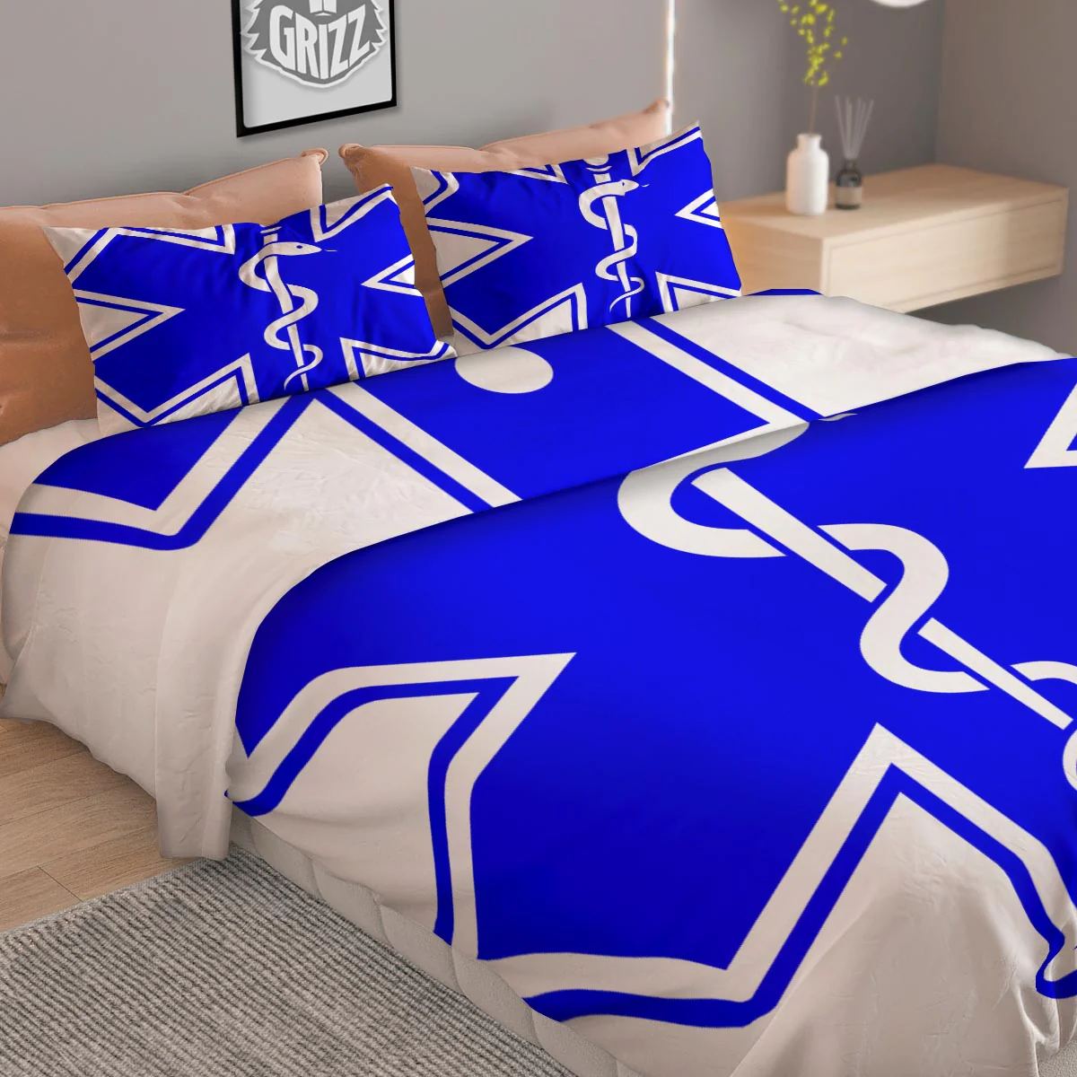 Paramedic Symbol The Star Of Life Print Duvet Cover Bedding Set - Image 2