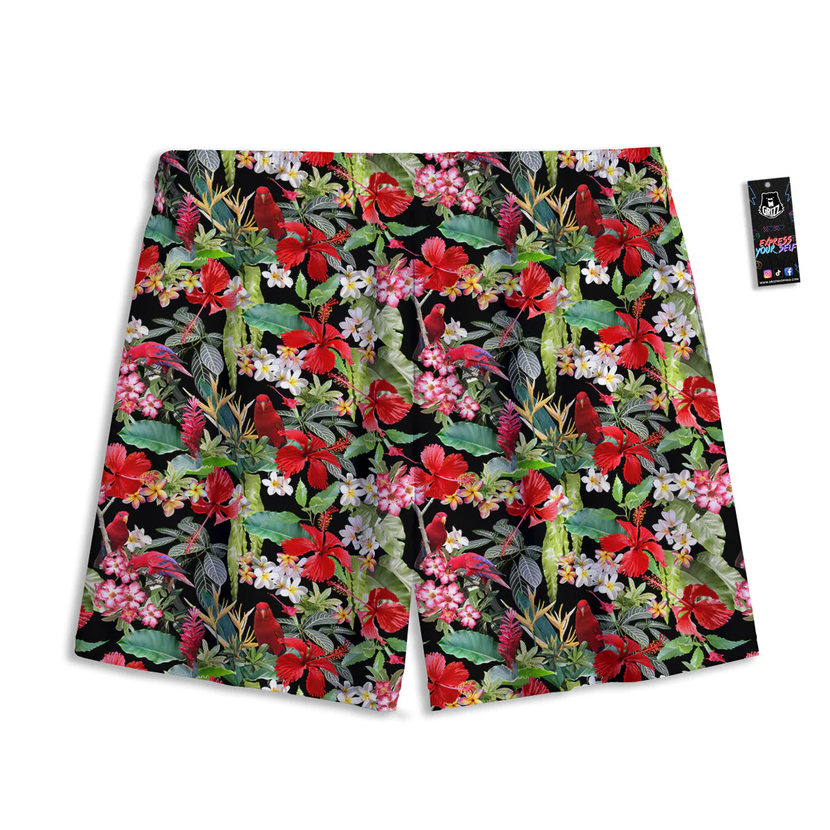 Parrot Hawaiian Tropical Print Pattern Mesh Shorts - Image 2