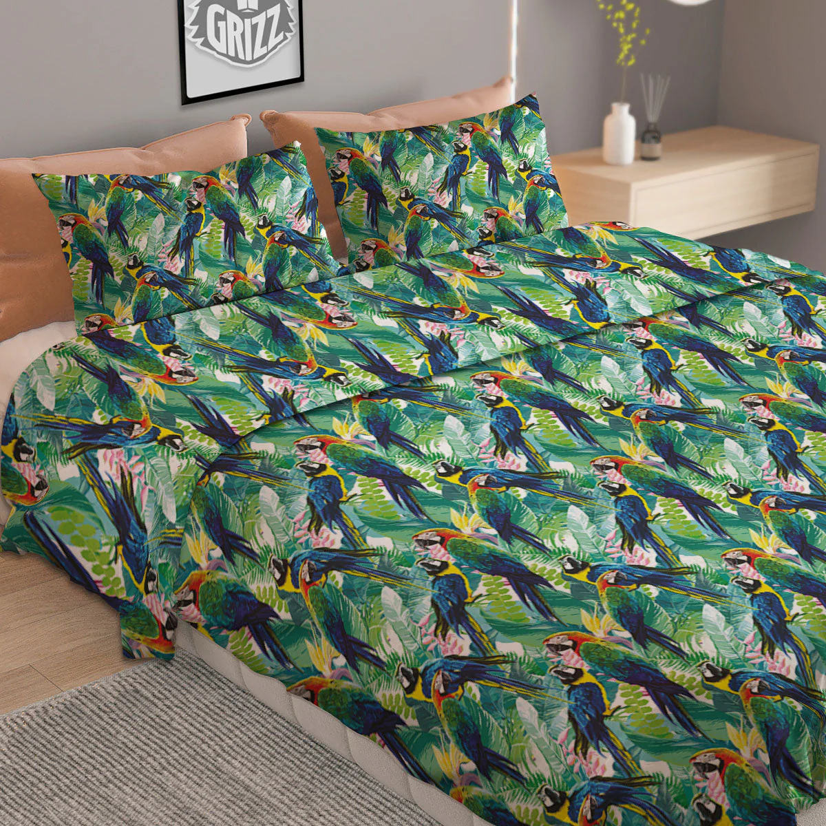 Parrot Macaw Print Pattern Duvet Cover Bedding Set - Image 2