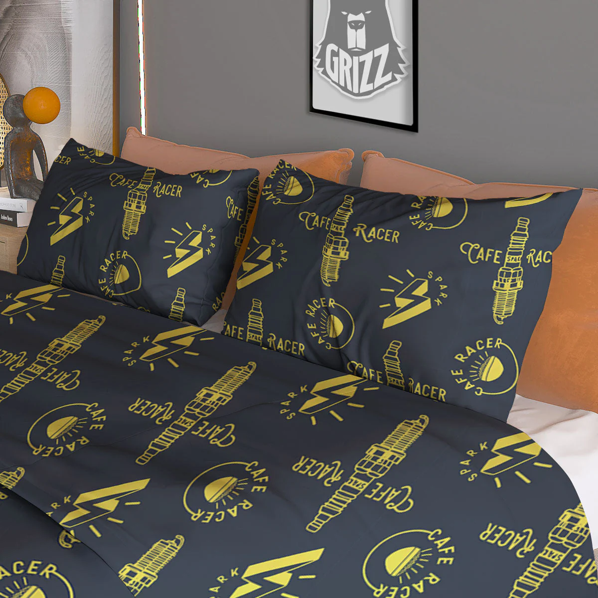 Parts Motorcycle Print Pattern Duvet Cover Bedding Set - Image 3