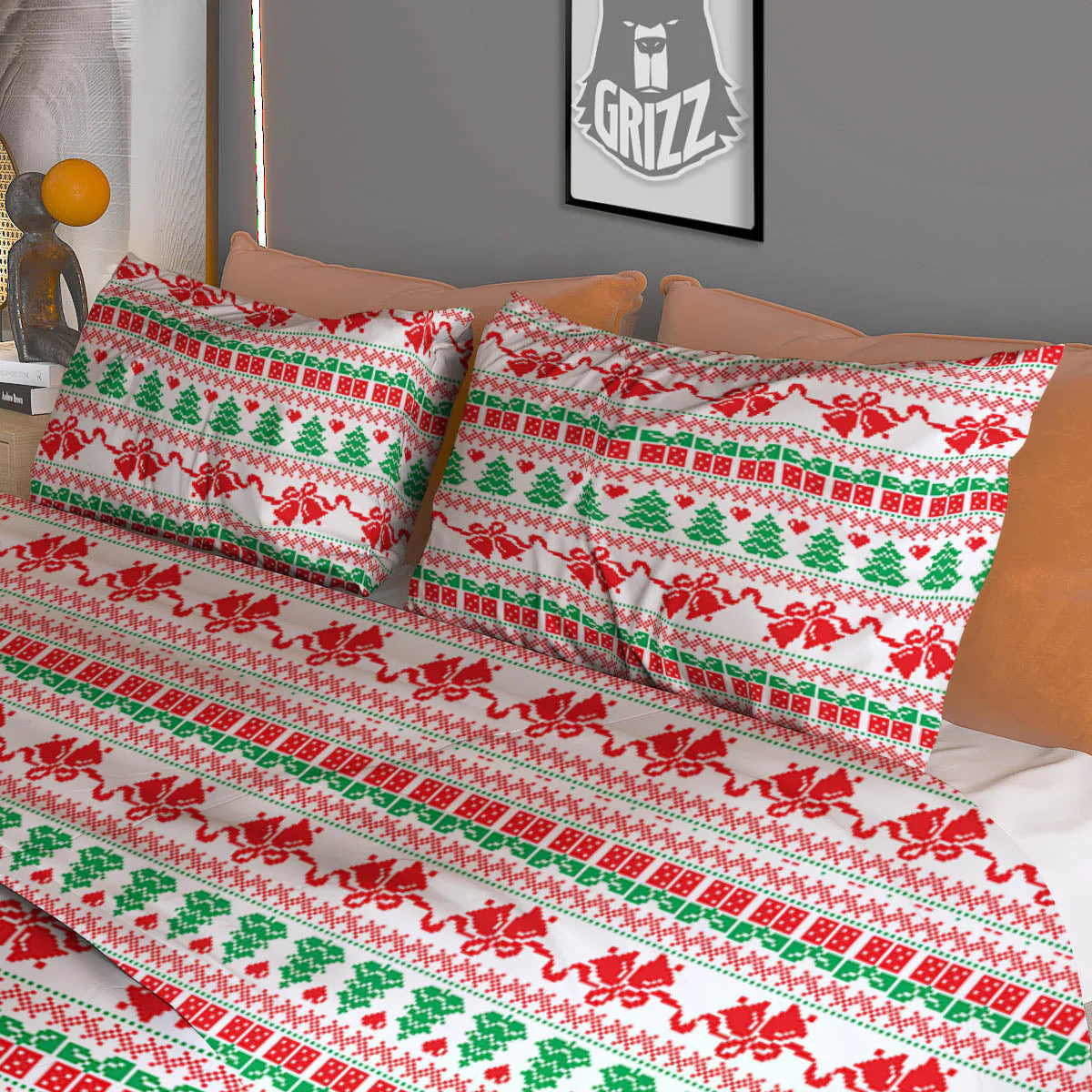 Party Knitted Christmas Print Pattern Duvet Cover Bedding Set - Image 3