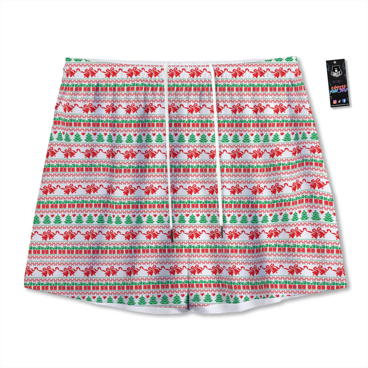 Party Knitted Christmas Print Pattern Mesh Shorts