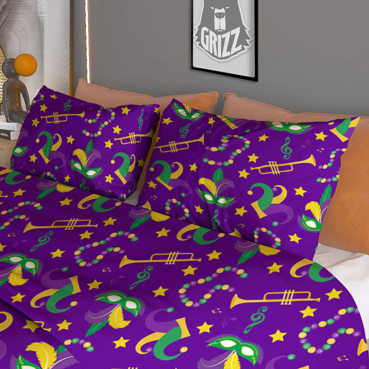 Party Mardi Gras Print Pattern Duvet Cover Bedding Set - Image 3