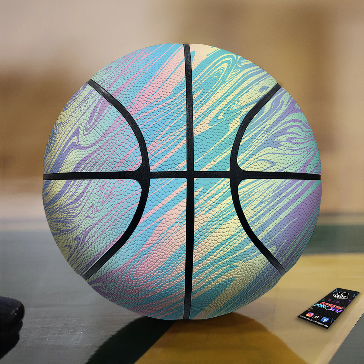 Pastel Liquid Marble Holographic Print Basketball