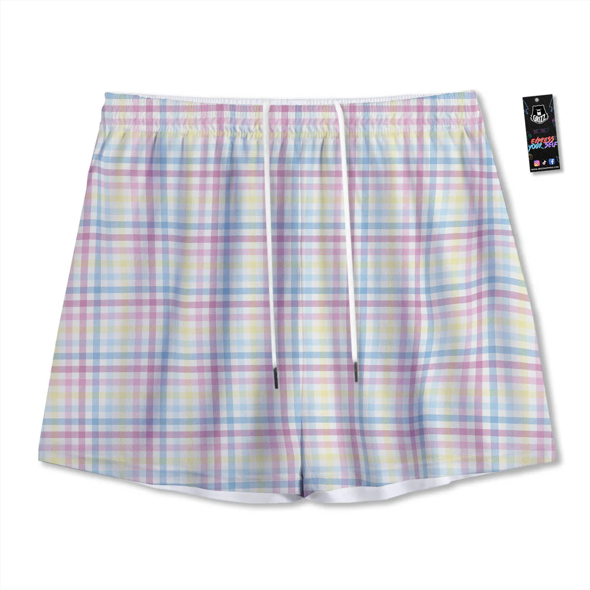 Pastel Plaid Cotton Candy Print Pattern Mesh Shorts