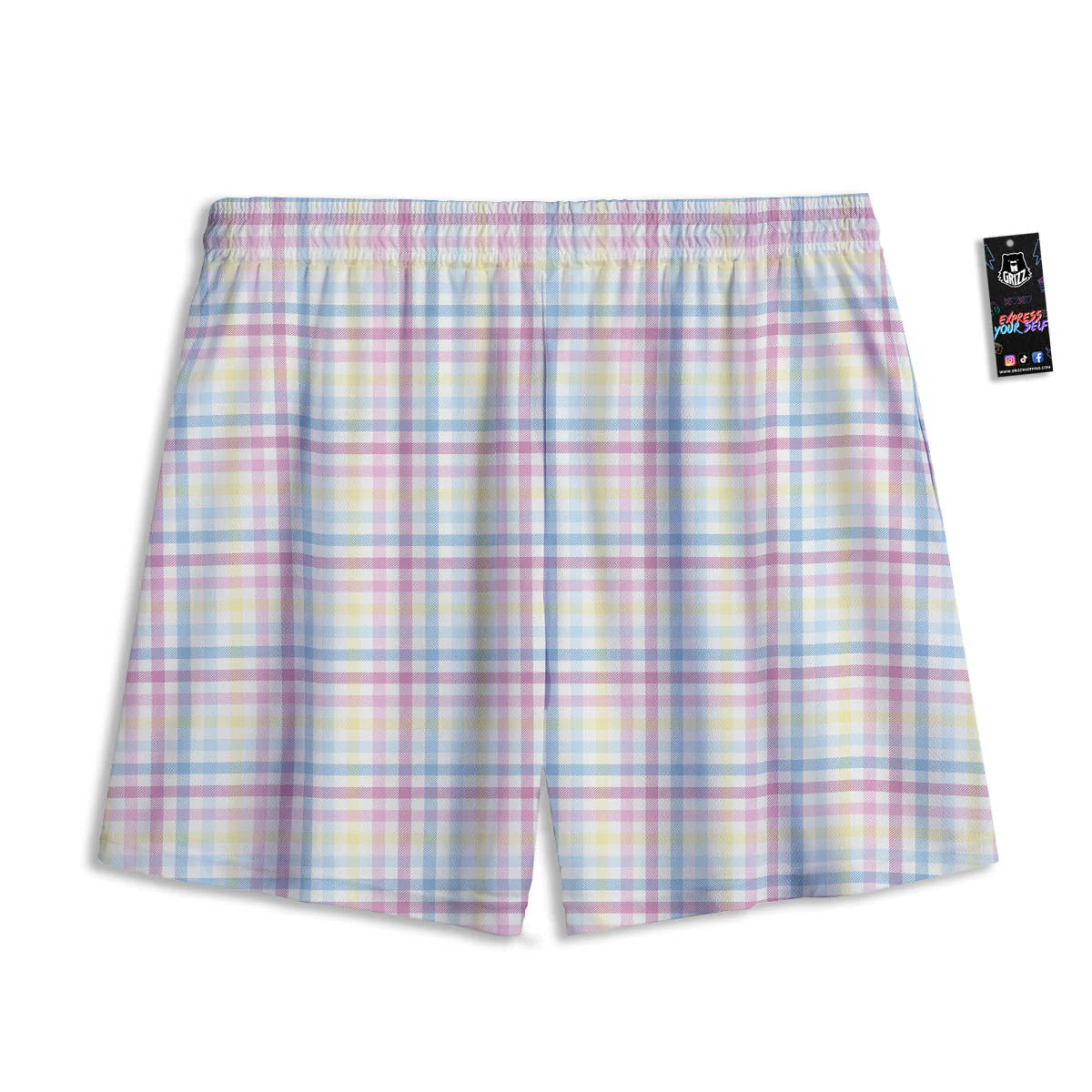 Pastel Plaid Cotton Candy Print Pattern Mesh Shorts - Image 2